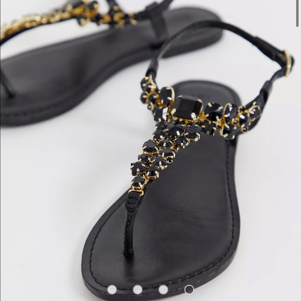 ASOS Leather Embellished Sandal - Black